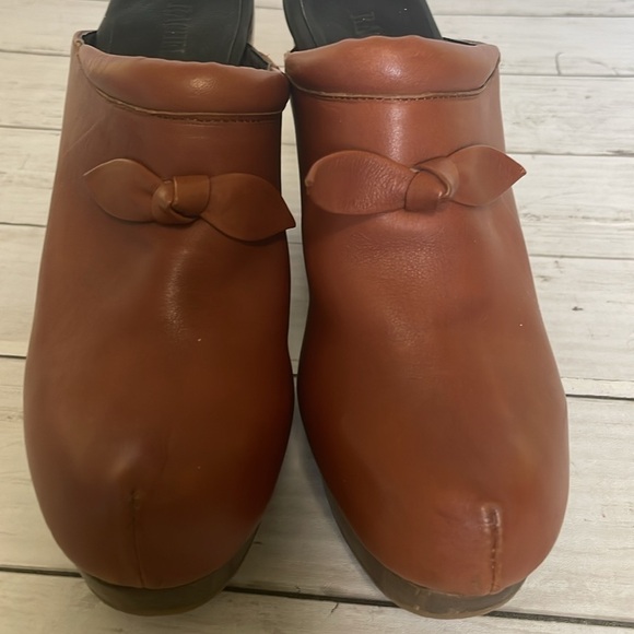 Rachel Comey Whiskey Leather Bow Platform Heeled Clogs - Picture 10 of 15